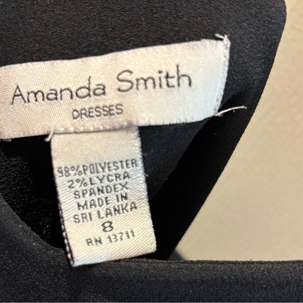 Amanda Smith Black Sleeveless V Neck Dress Size 8 Classic Little Black Dress - Picture 5 of 8